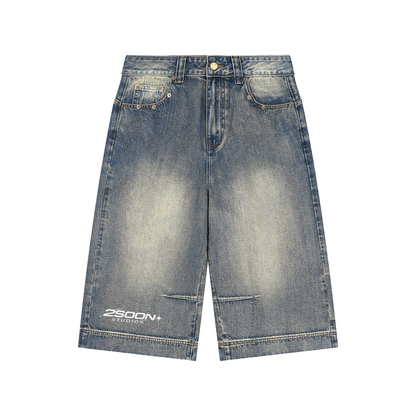 Vintage Wash Baggy Denim Shorts