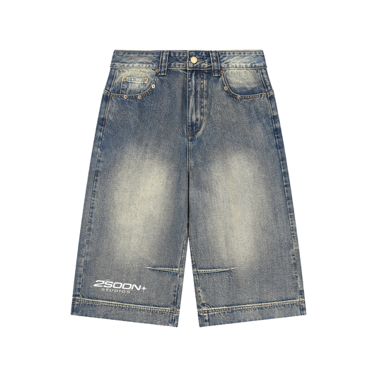 Vintage Wash Baggy Denim Shorts