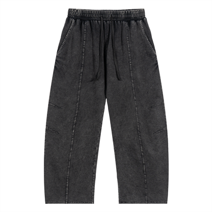 Snow Wash Drawstring Cotton Pants