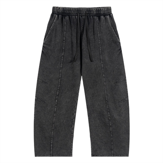 Snow Wash Drawstring Cotton Pants