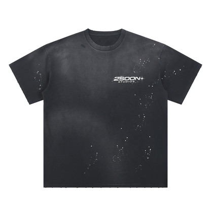 Hand-Frayed Sunfade Paint Splatter T-Shirt