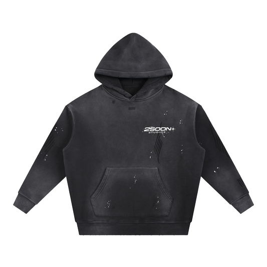 Vintage Washed Frayed Fleece Hoodie